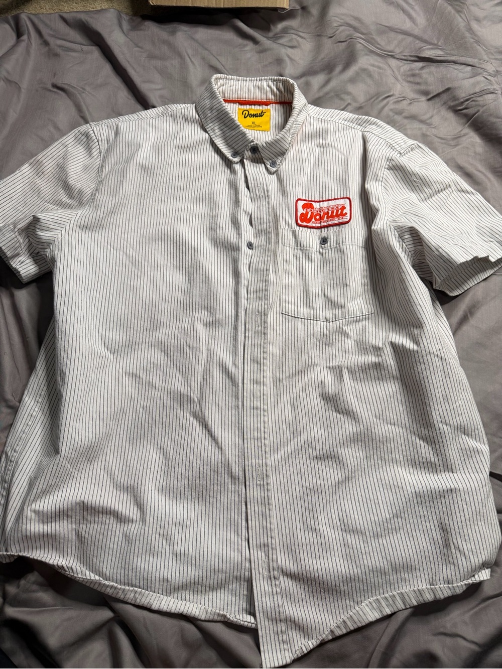 Short-Sleeve Pinstripe Button-Down Shirt in White
